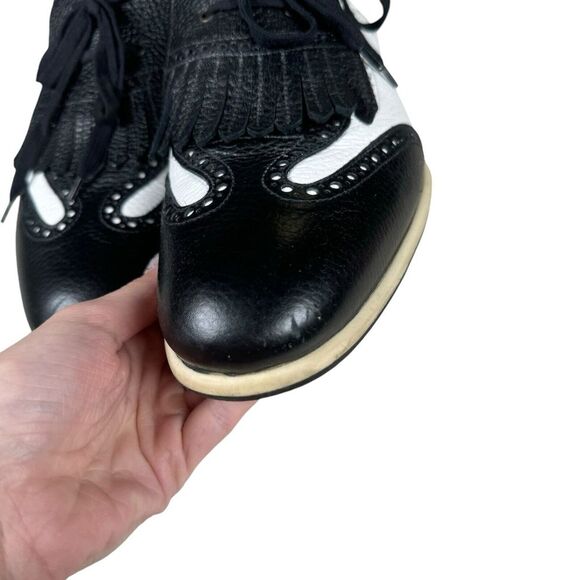 Brooks Brothers Black & White Brogue Oxford Golf Shoes Men's Sz 10 Made in Italy - Picture 5 of 13